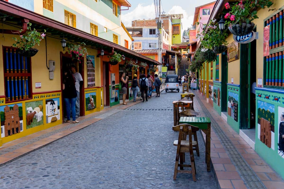 The plazoleta de los zocalos - in Guatape Colombia 