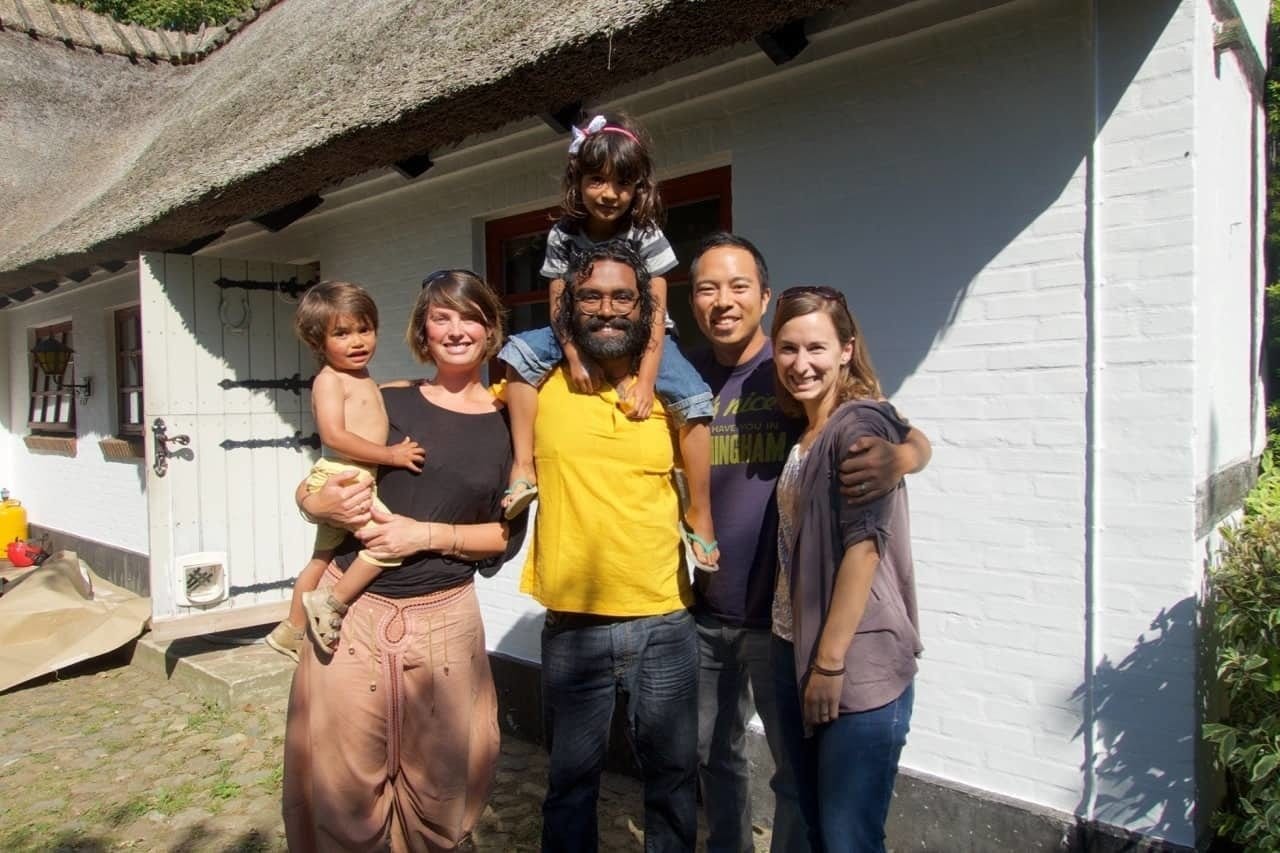 Us at our unique stay with a family  in Denmark. Here we helped them with fixing their home - and we got free accommdation in exchange for work