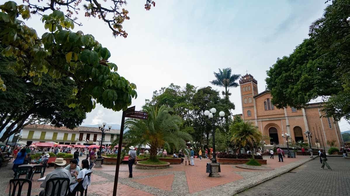 View of the town square in Jerico Colombia