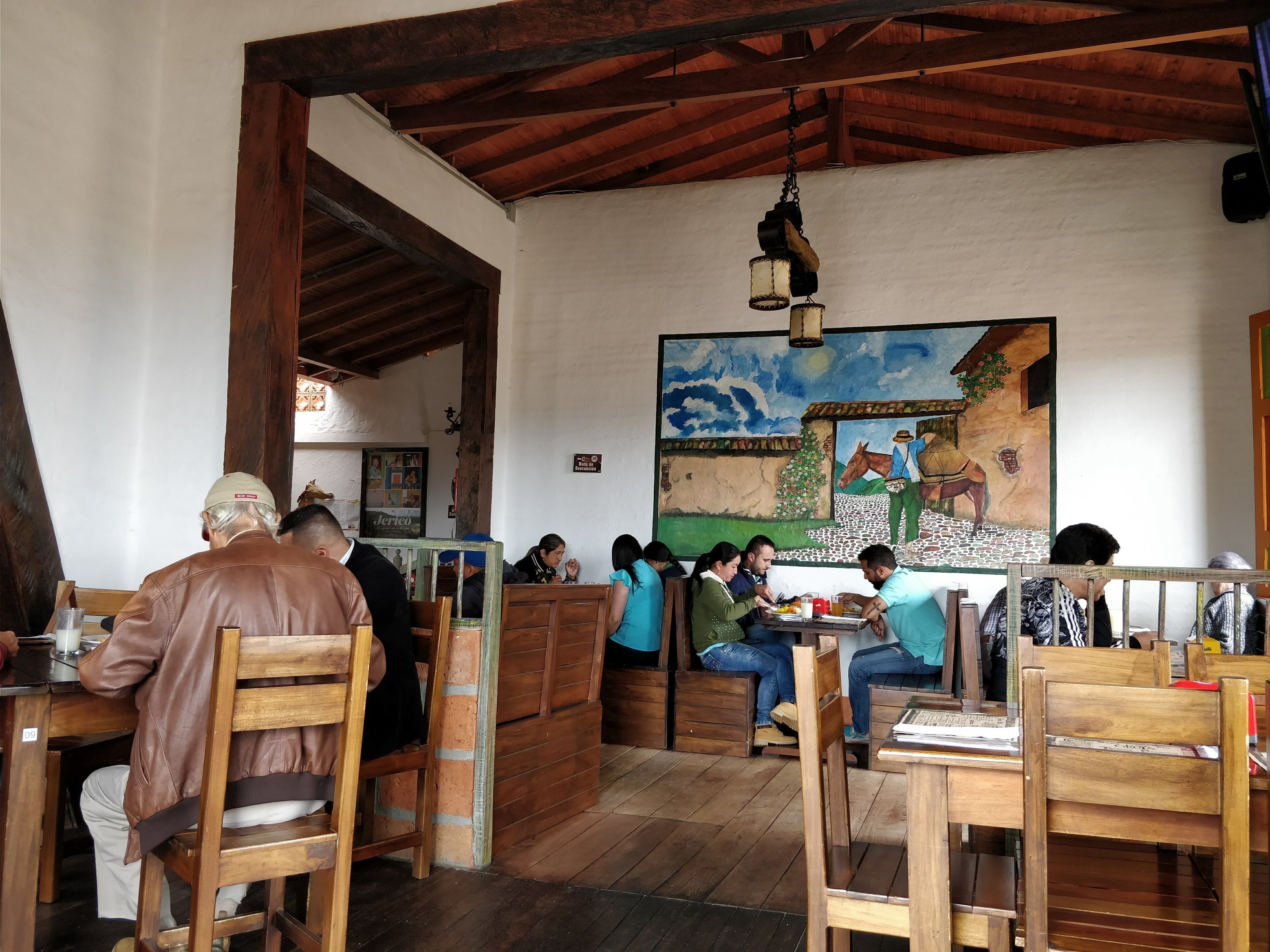 the inside of La Gruta restaurant in Jerico Colombia