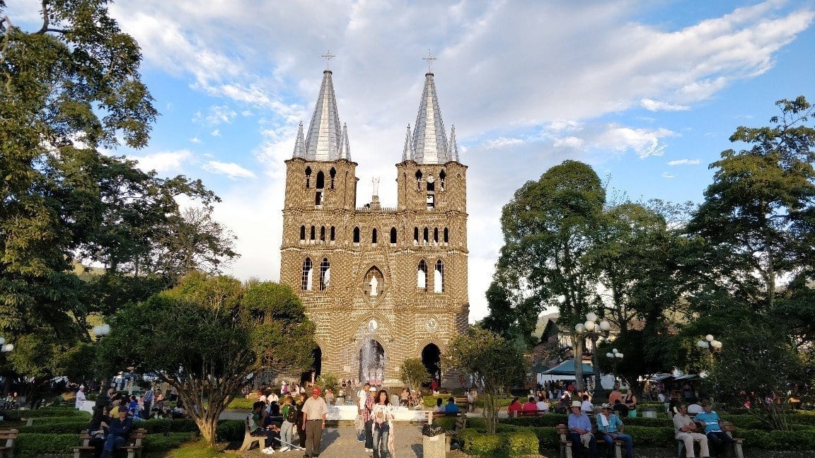 The town square in Jardin Colombia overlooking the church.