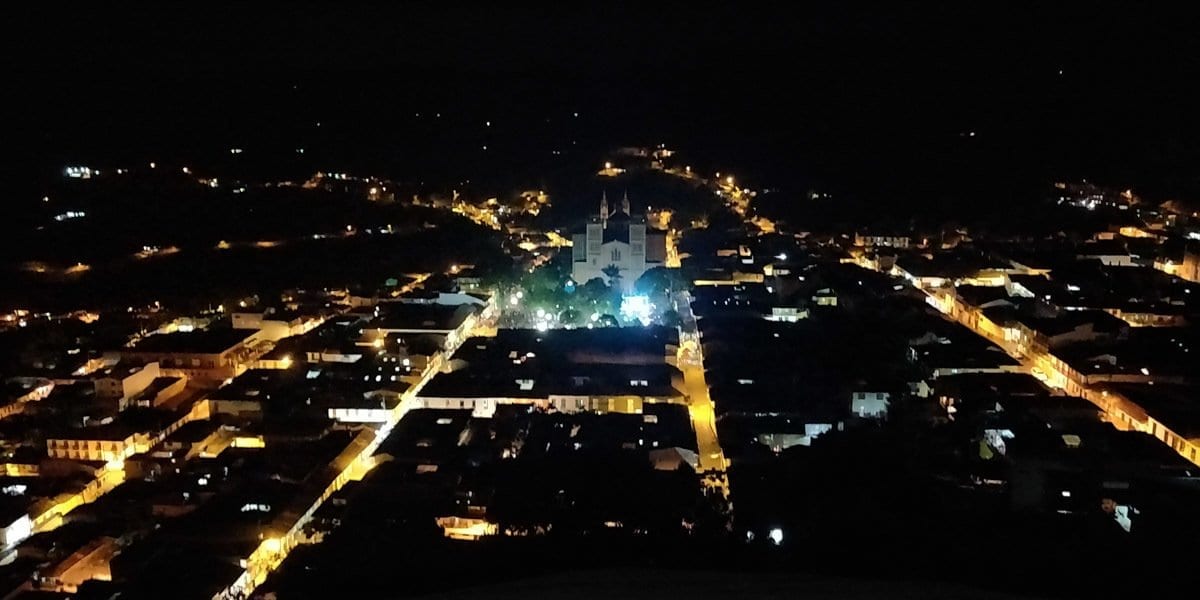 Jerico Colombia views from above by night 