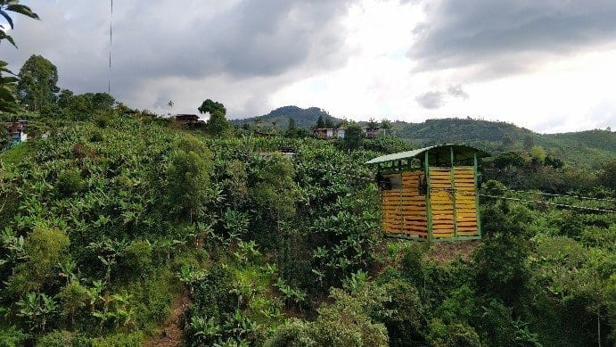 The wooden cable car in Jardin Colombia called La Garrucha