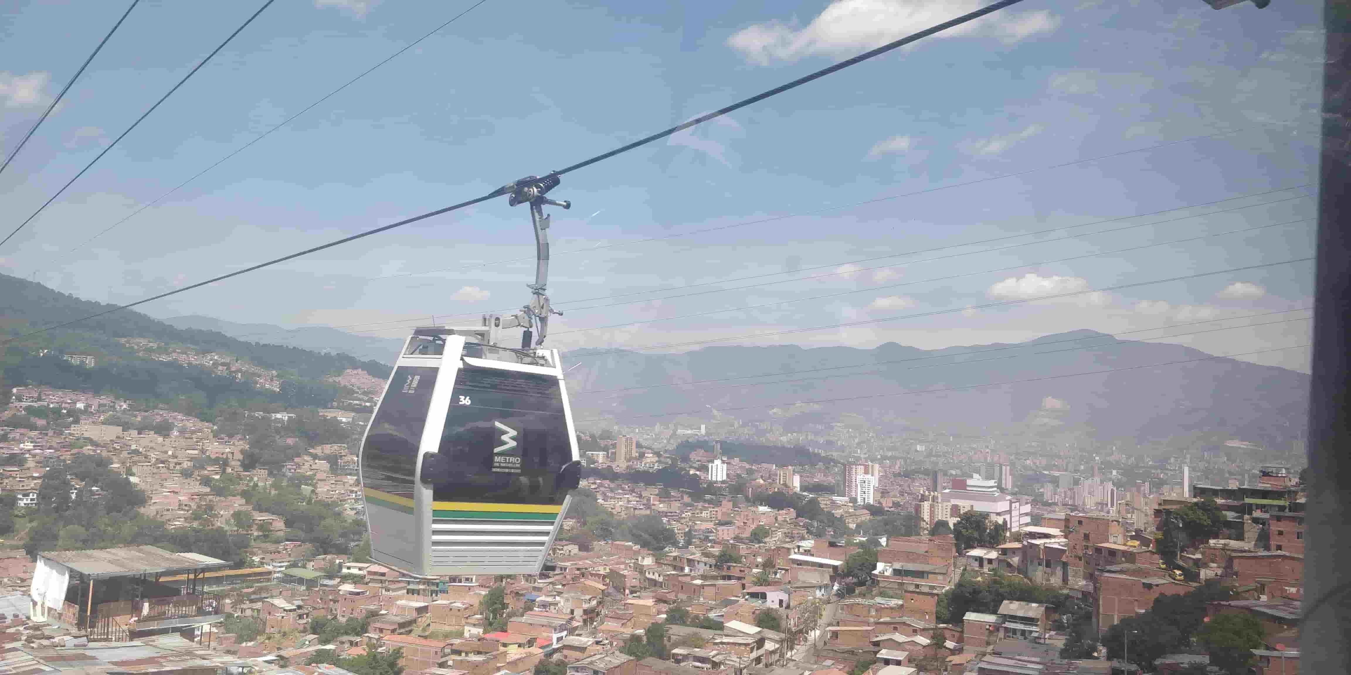 the cable cars up to comuna 13 medellin